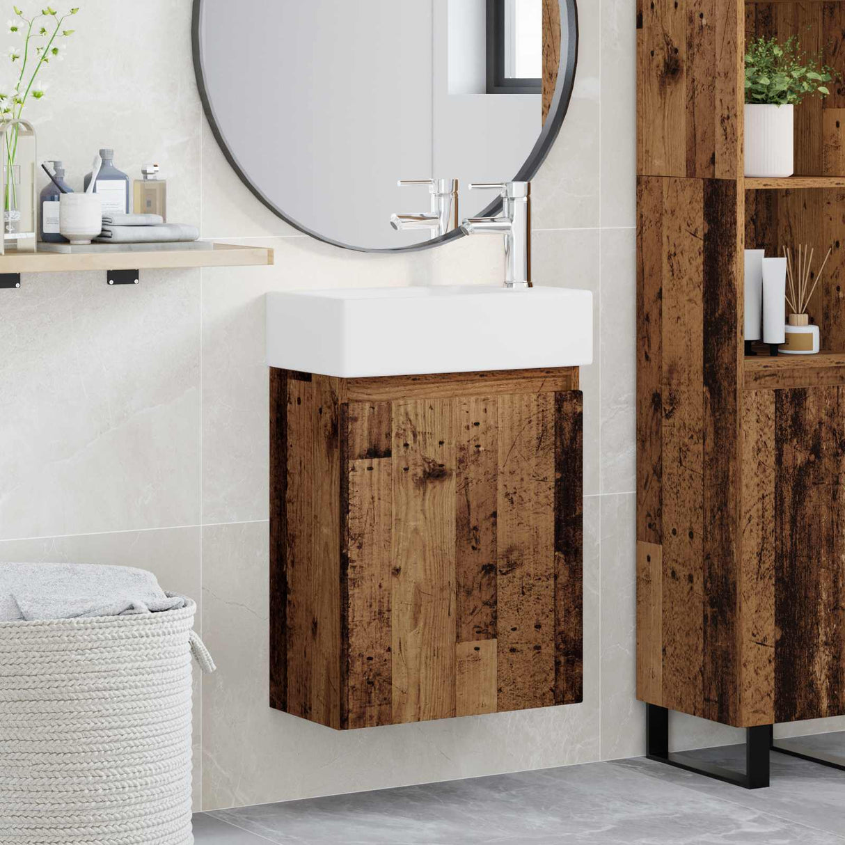 vidaXL Bathroom Cabinet with Faucet White 45.5 x 22.5 x 84 cm