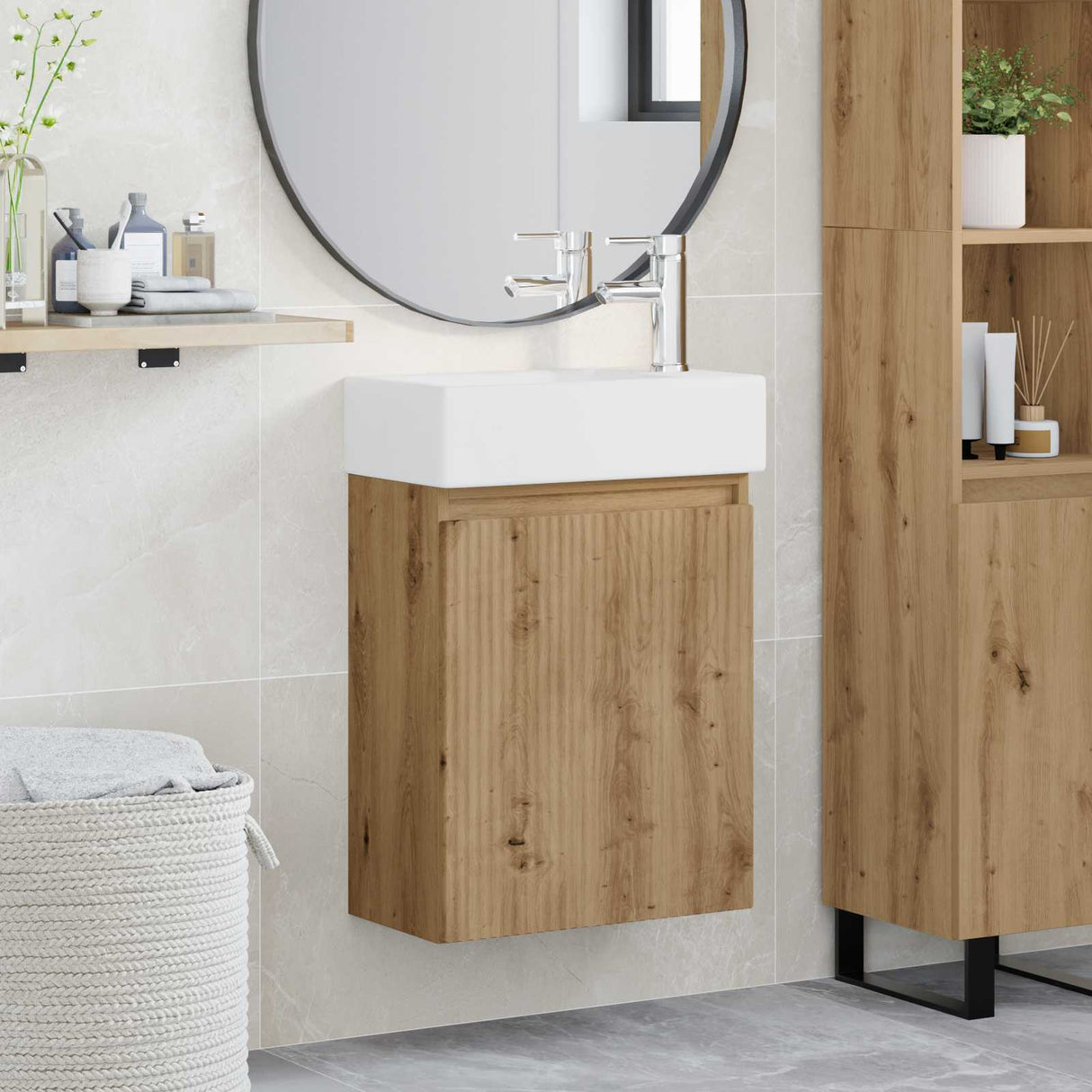 vidaXL Bathroom Cabinet with Faucet White 45.5 x 22.5 x 84 cm
