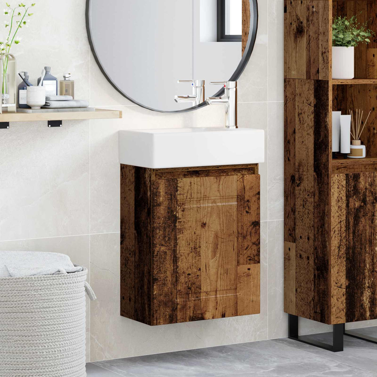 vidaXL Badkamermeubel met kraan Wit 45,5 x 22,5 x 84 cm