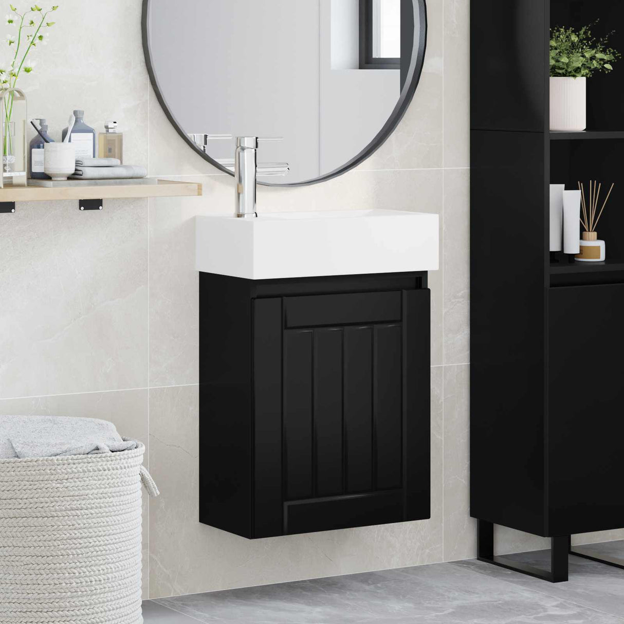 vidaXL Badkamermeubel met kraan Wit 45,5 x 25,5 x 84 cm