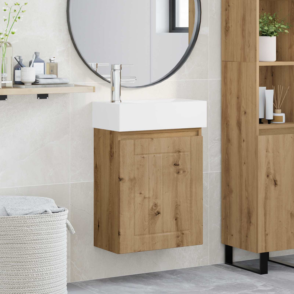 vidaXL Badkamermeubel met kraan Wit 45,5 x 25,5 x 84 cm