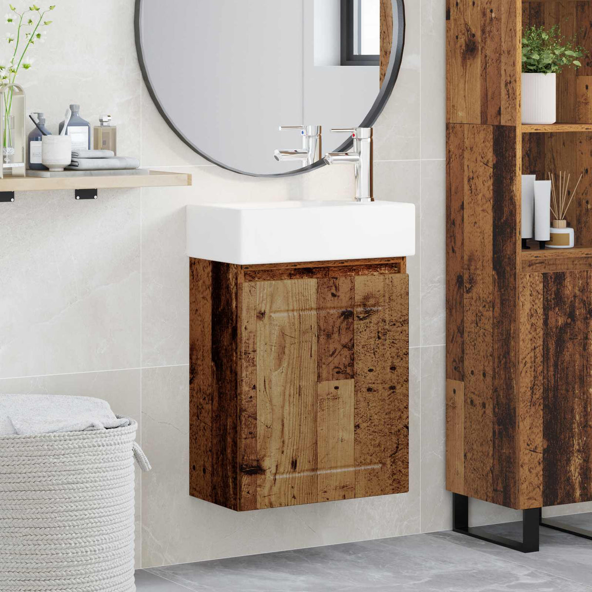 vidaXL Badkamermeubel met kraan Wit 45,5 x 25,5 x 84 cm