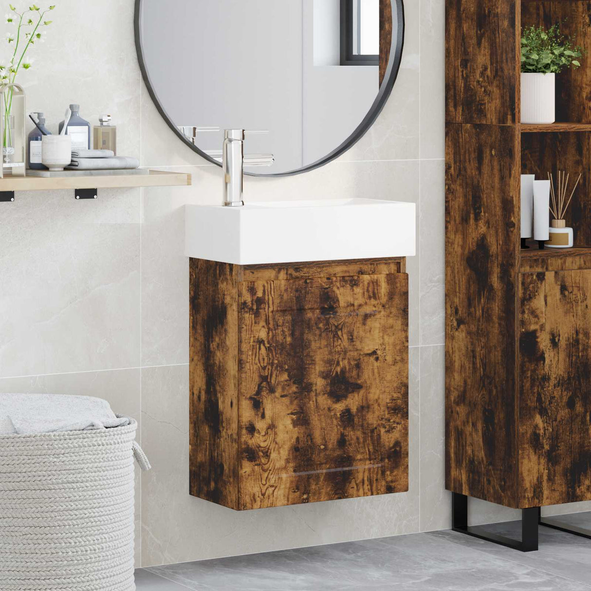 vidaXL Badkamermeubel met kraan Wit 45,5 x 22,5 x 84 cm