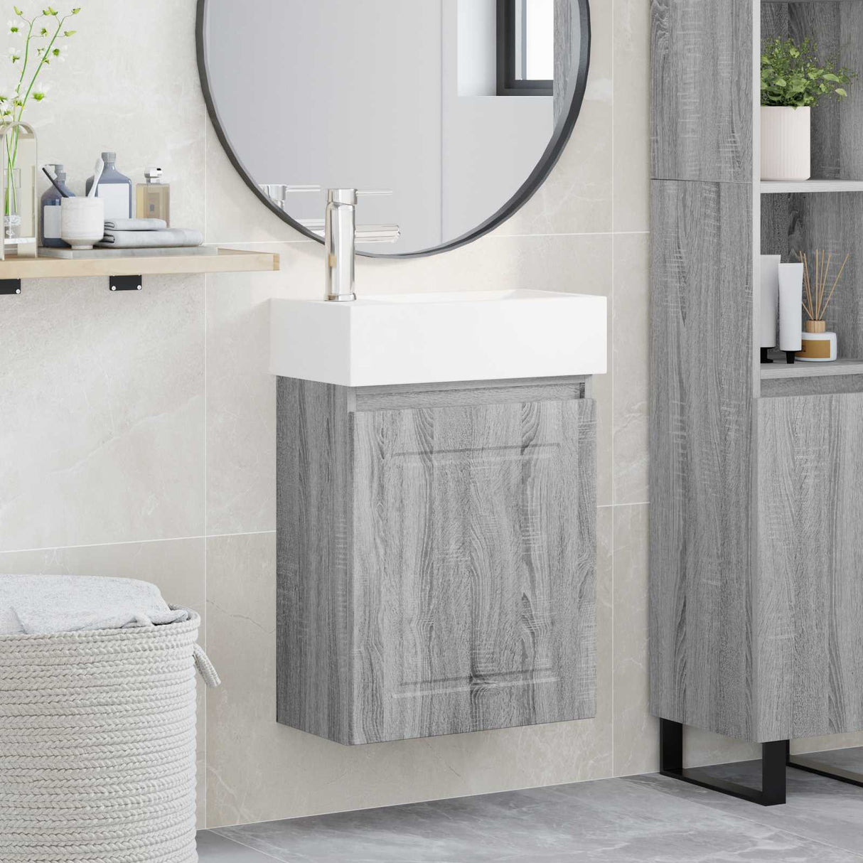vidaXL Badkamermeubel met kraan Wit 45,5 x 22,5 x 84 cm