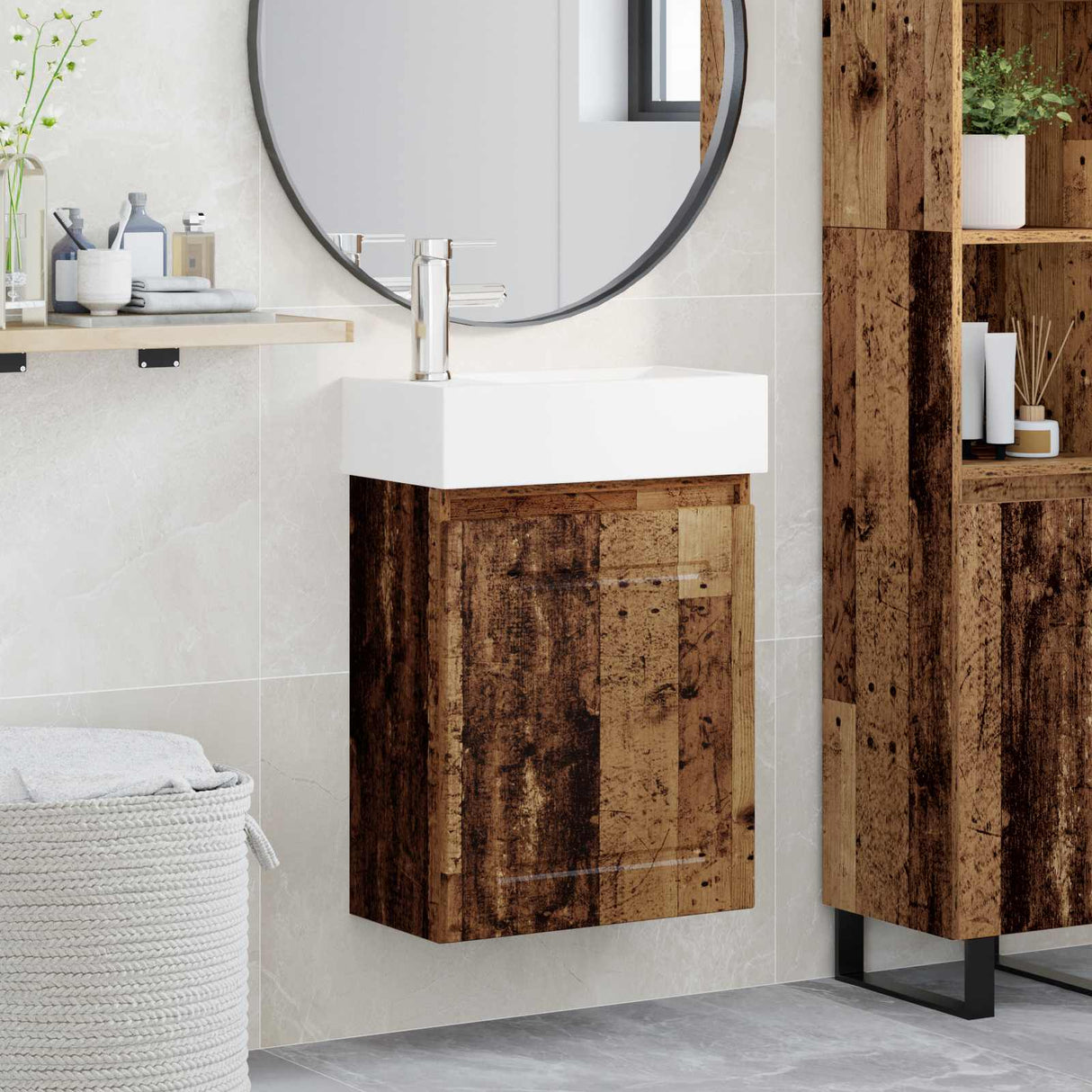 vidaXL Badkamermeubel met kraan Wit 45,5 x 22,5 x 84 cm