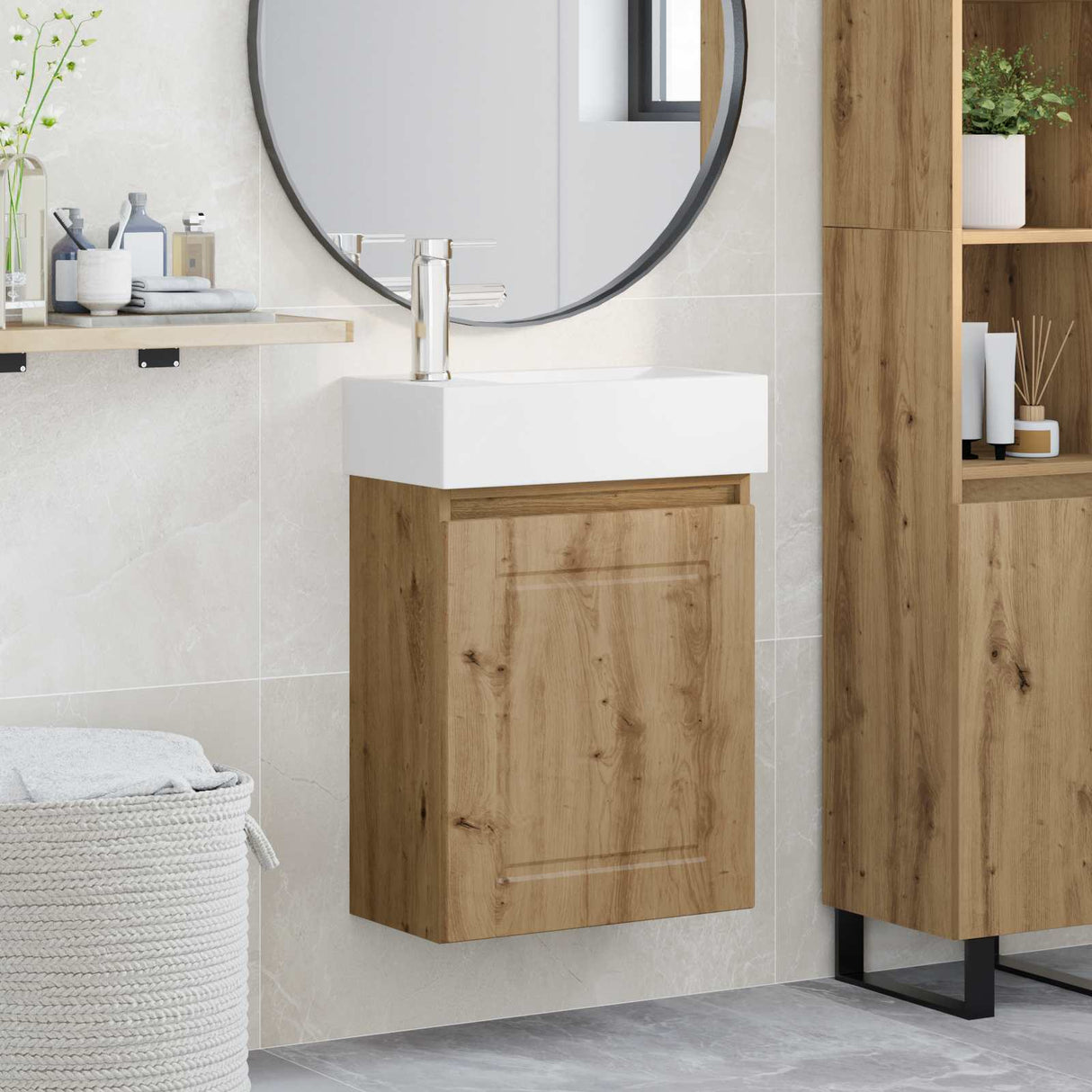 vidaXL Badkamermeubel met kraan Wit 45,5 x 22,5 x 84 cm