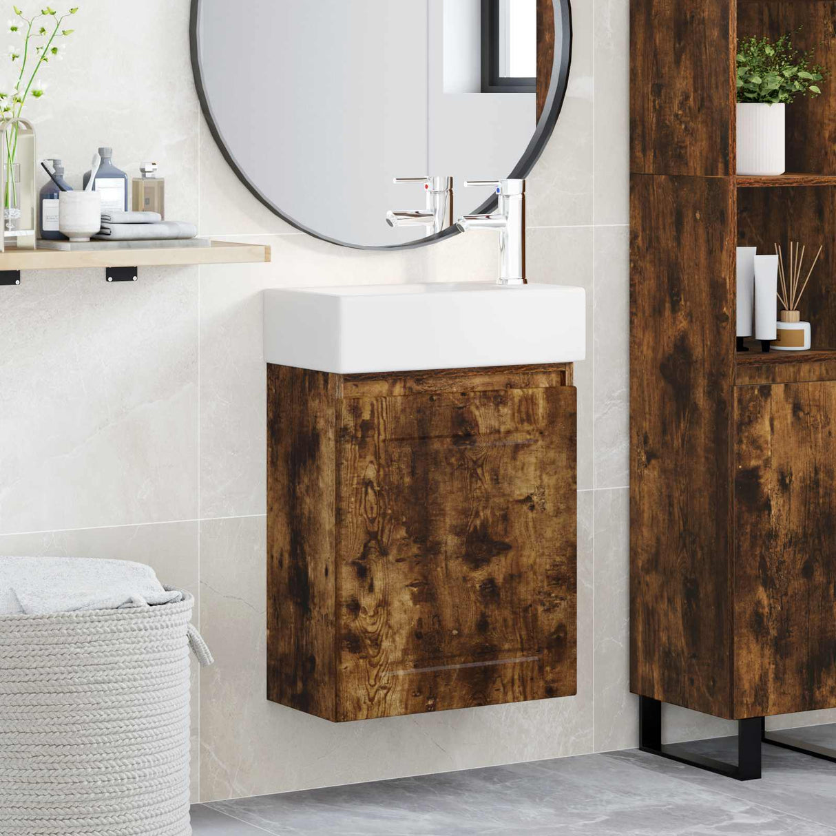 vidaXL Badkamermeubel met kraan Wit 45,5 x 22,5 x 84 cm