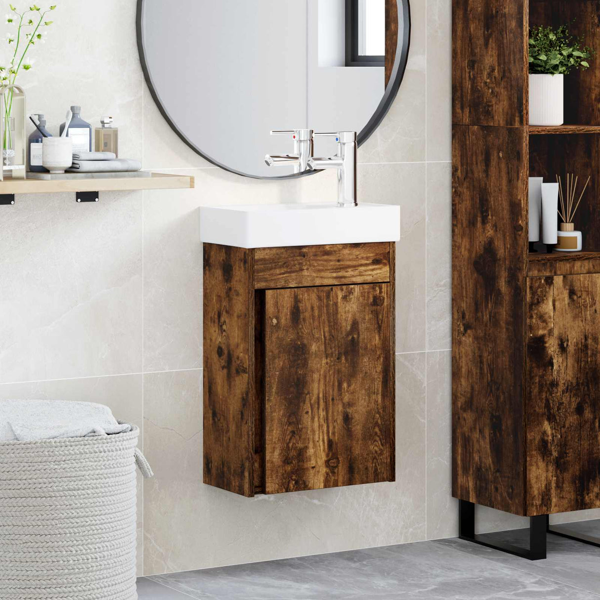 vidaXL Bathroom Cabinet with Faucet White 40.5 x 22.5 x 62 cm