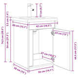 vidaXL Badkamermeubel met kraan Wit 42 x 40 x 74,5 cm