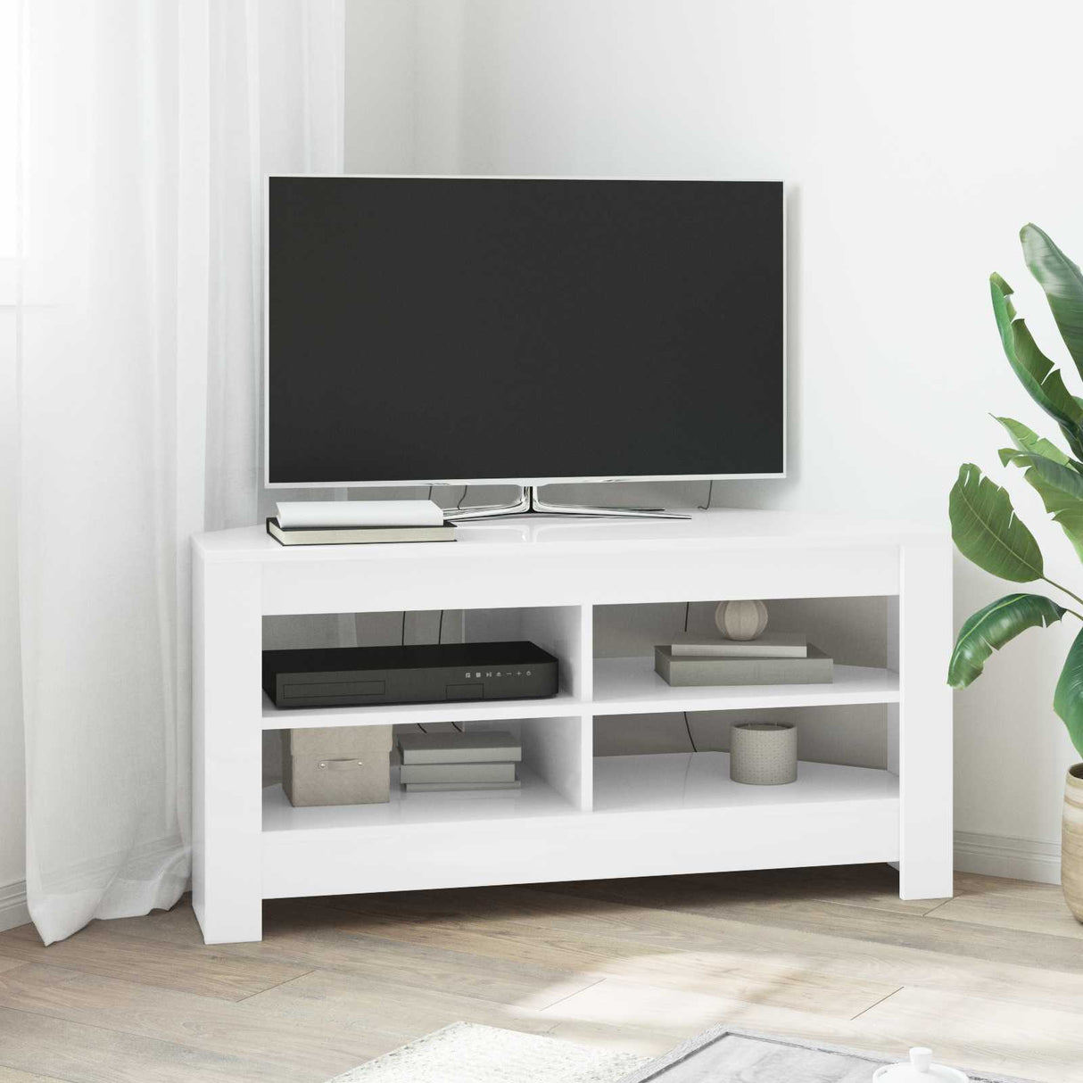 vidaXL Corner TV Cabinet White 102 x 40.5 x 45 cm Engineered wood