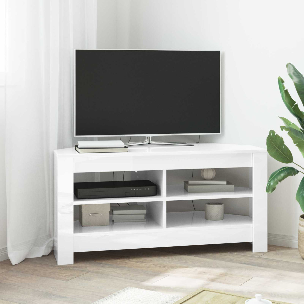 vidaXL Corner TV Cabinet White 102 x 40.5 x 45 cm Engineered wood