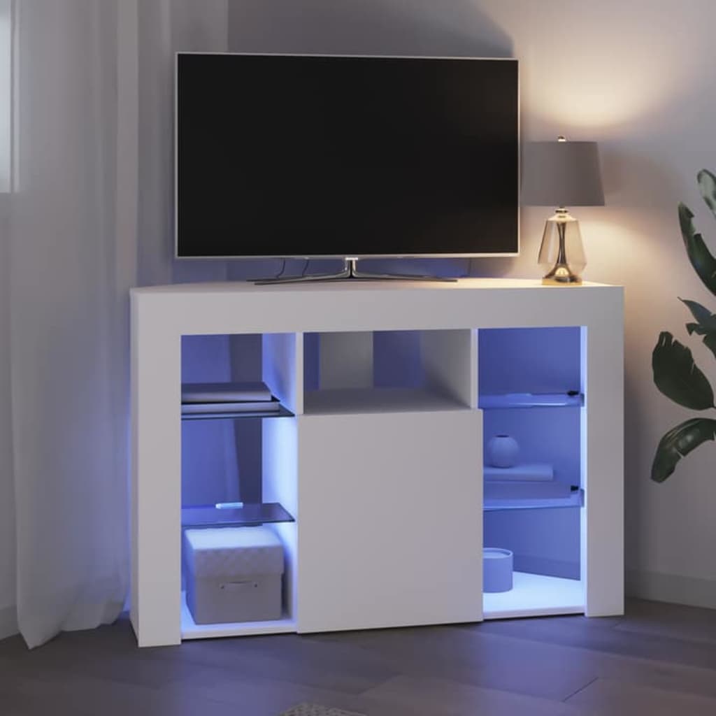 vidaXL Hoek LED TV Cabinet Wandgemonteerd Wit 100x40x68cm Bewerkt hout