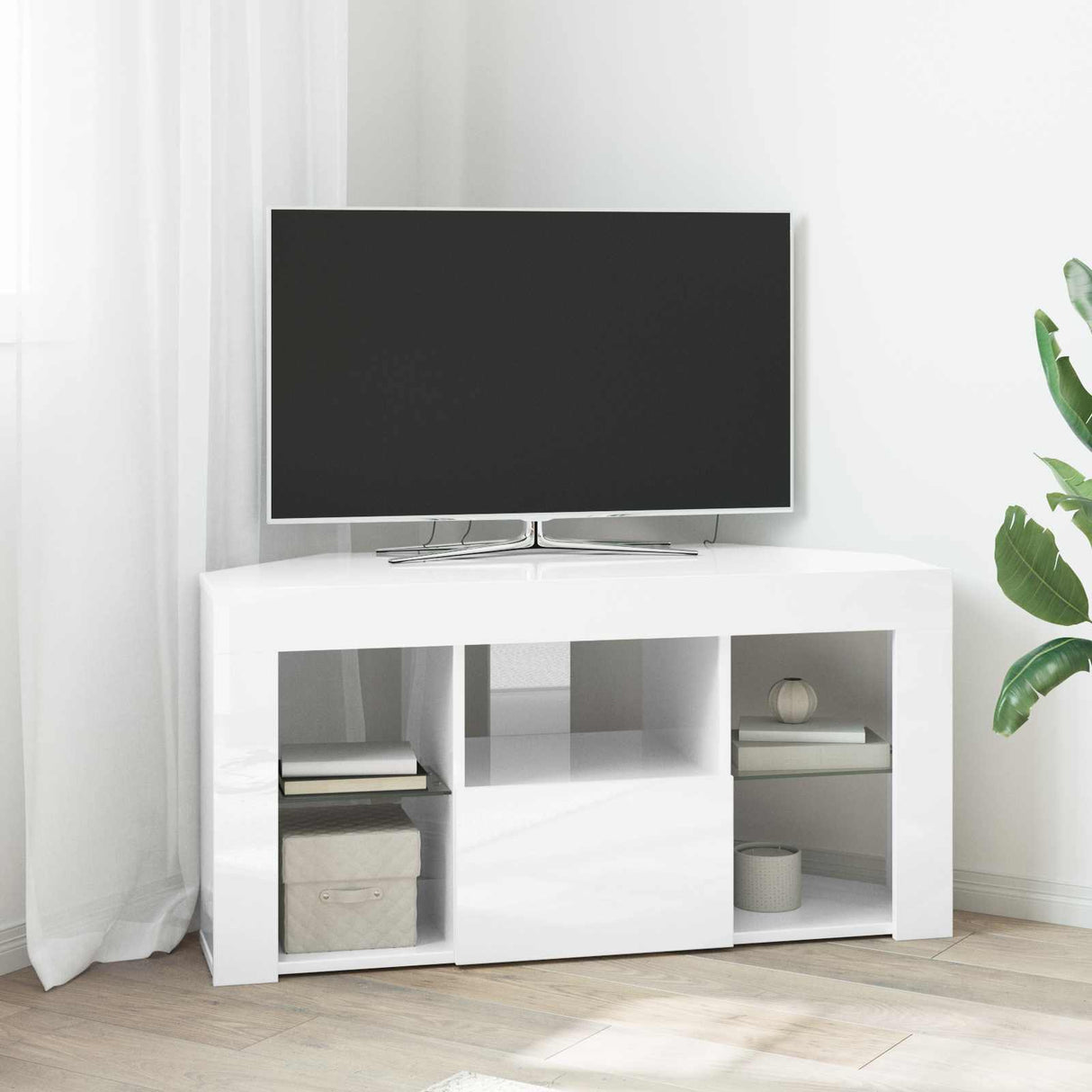 vidaXL Hoek LED TV Cabinet Wandgemonteerd Wit 100x40x68cm Bewerkt hout