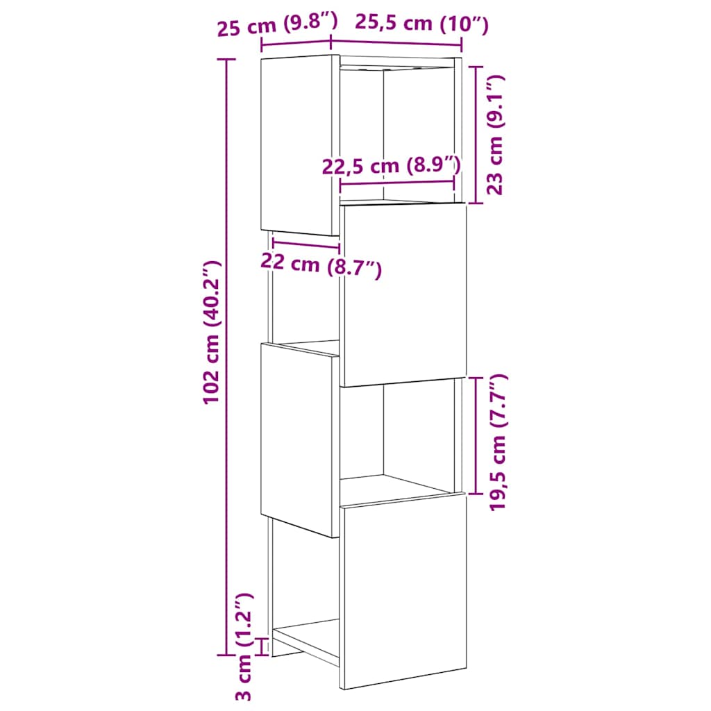 vidaXL Hoekkast 25,5x25x102cm Bewerkt hout
