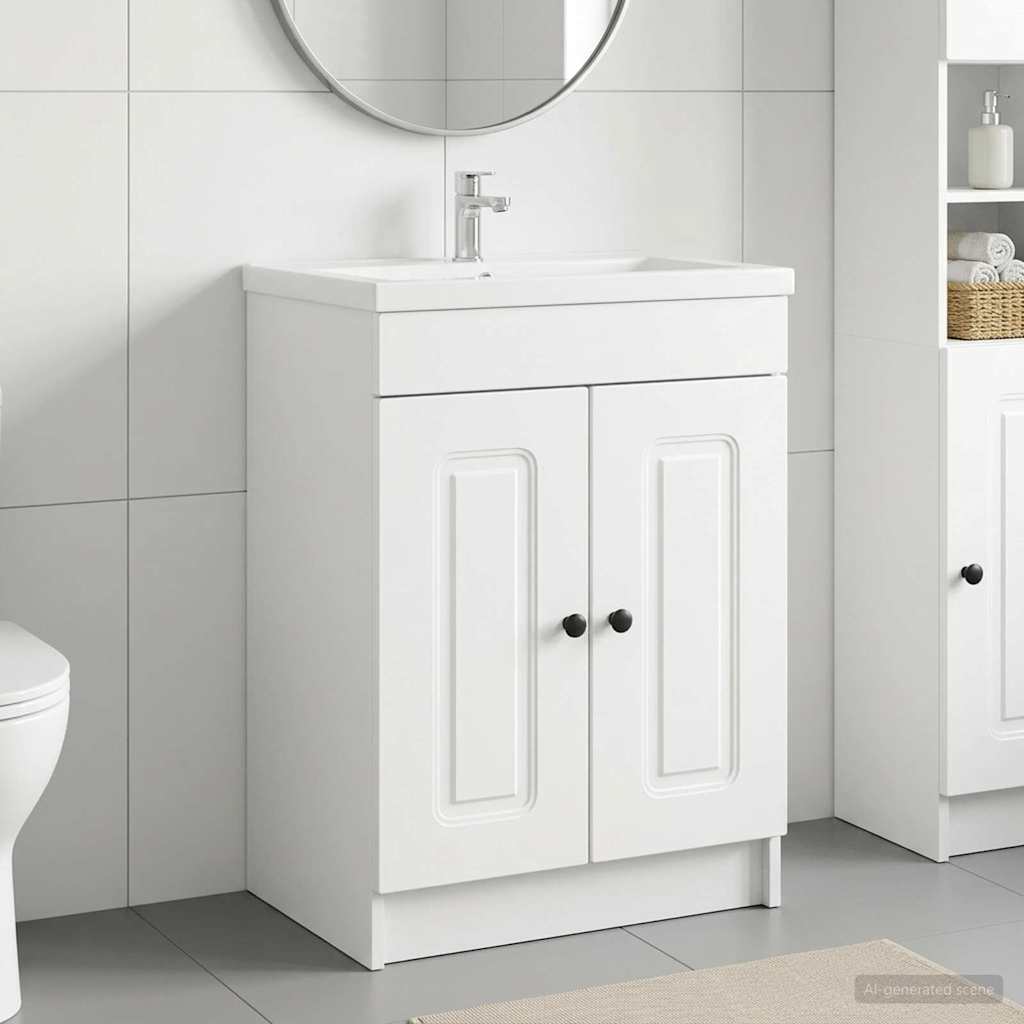 vidaXL Badkamer onder Wastafel Kast Wit 56 x 37,5 x 81 cm Bewerkt hout