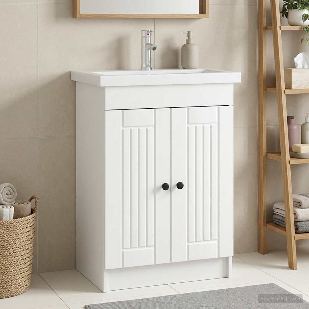 vidaXL Badkamer onder Wastafel Kast Wit 56 x 37,5 x 81 cm Bewerkt hout