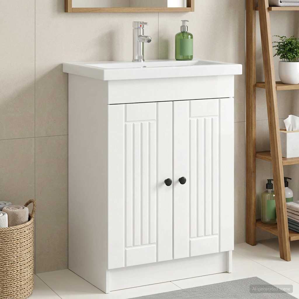 vidaXL Badkamer onder Wastafel Kast Wit 56 x 37,5 x 81 cm Bewerkt hout