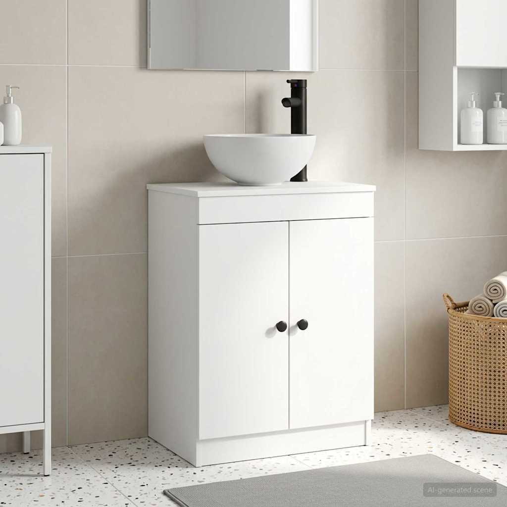 vidaXL Badkamer Vanity met Wastafel Wit 54 x 35 x 83 cm Bewerkt hout