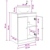 vidaXL Badkamer Vanity met Wastafel Wit 54 x 35 x 83 cm Bewerkt hout