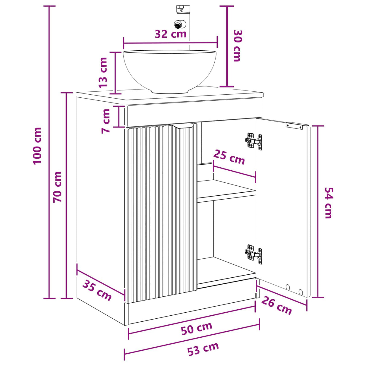 vidaXL Badkamer Vanity met Wastafel Wit 54 x 35 x 83 cm Bewerkt hout