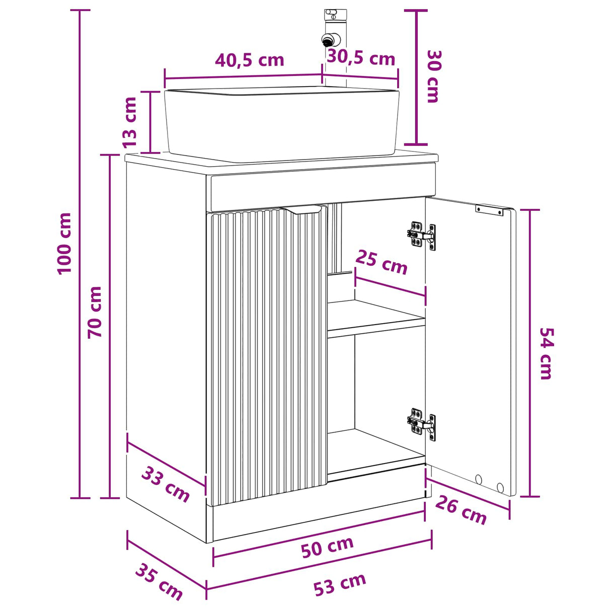 vidaXL Badkamer Vanity met Wastafel Wit 54 x 35 x 83 cm Bewerkt hout