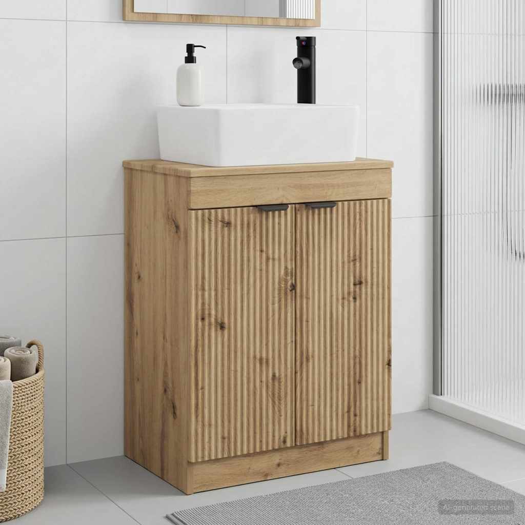 vidaXL Badkamer Vanity met Wastafel Wit 54 x 35 x 83 cm Bewerkt hout