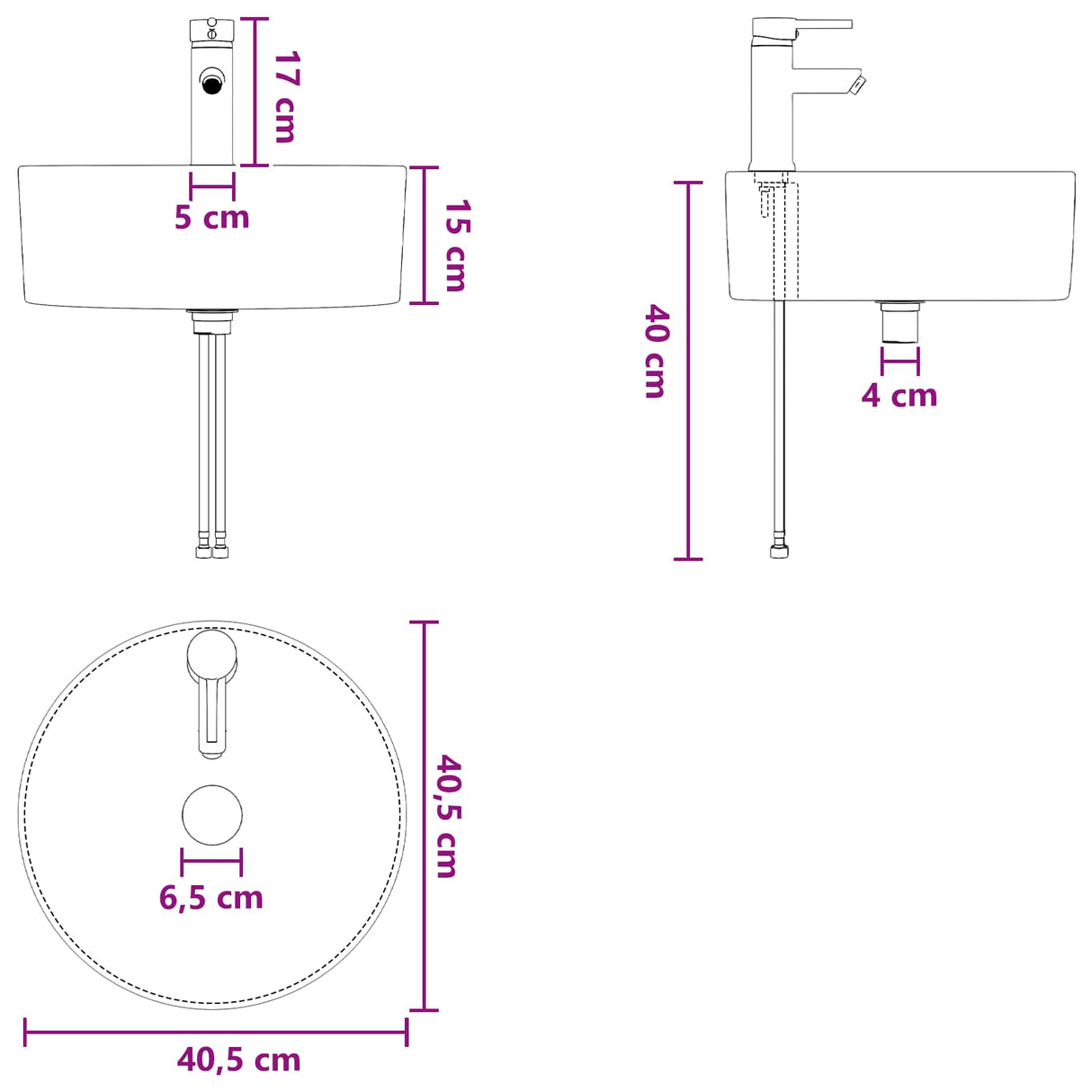 vidaXL Badwasbak Chroom 40,5 x 40,5 x 15 cm Metaal
