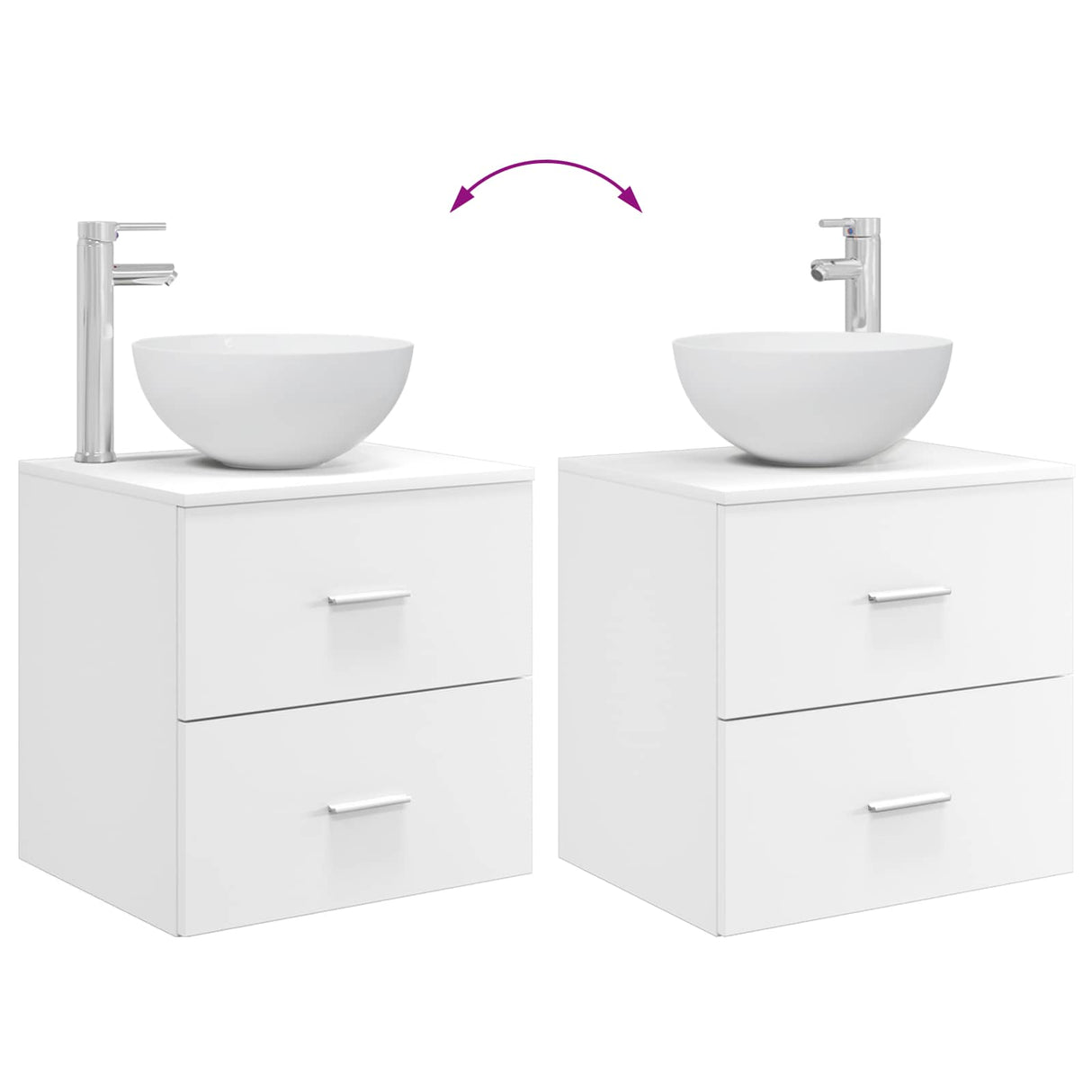 vidaXL Wandgemonteerde Waskom Vanity Wit 49,5 x 35 x 63 cm