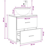 vidaXL Wandgemonteerde Waskom Vanity Wit 49,5 x 35 x 63 cm