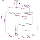 vidaXL Wall-Mounted Furniture Washbasin White 49.5 x 41 x 62.5 cm