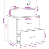 vidaXL Wandgemonteerde wastafel van een meubel Wit 53 x 34,5 x 63 cm