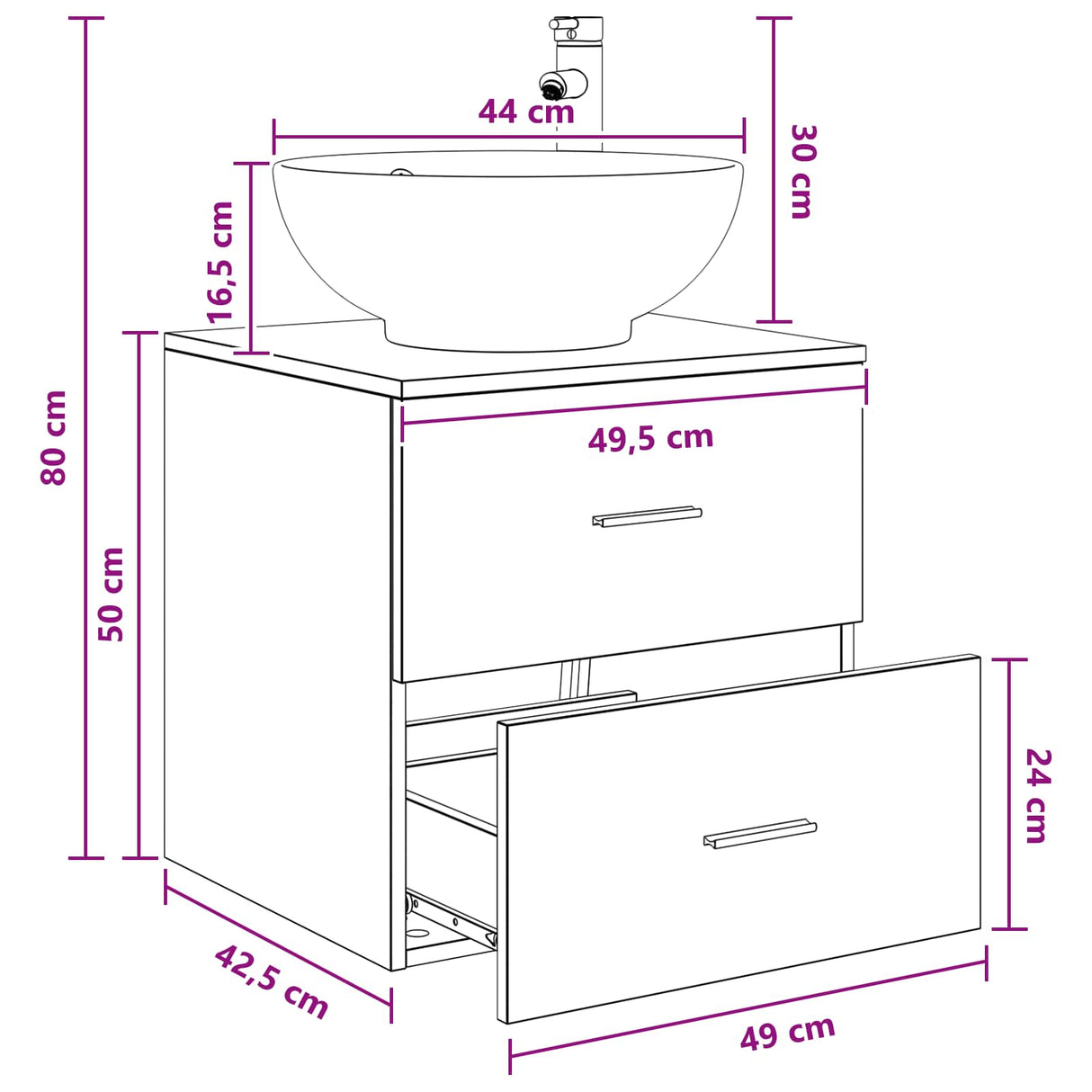 vidaXL Wandgemonteerde wastafel van een meubel Wit