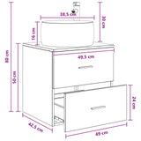 vidaXL Wandgemonteerde wastafel van een meubel Wit 49,5 x 44,5 x 66 cm