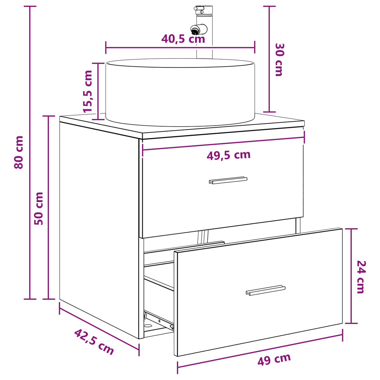 vidaXL Wandgemonteerde wastafel van een meubel Wit