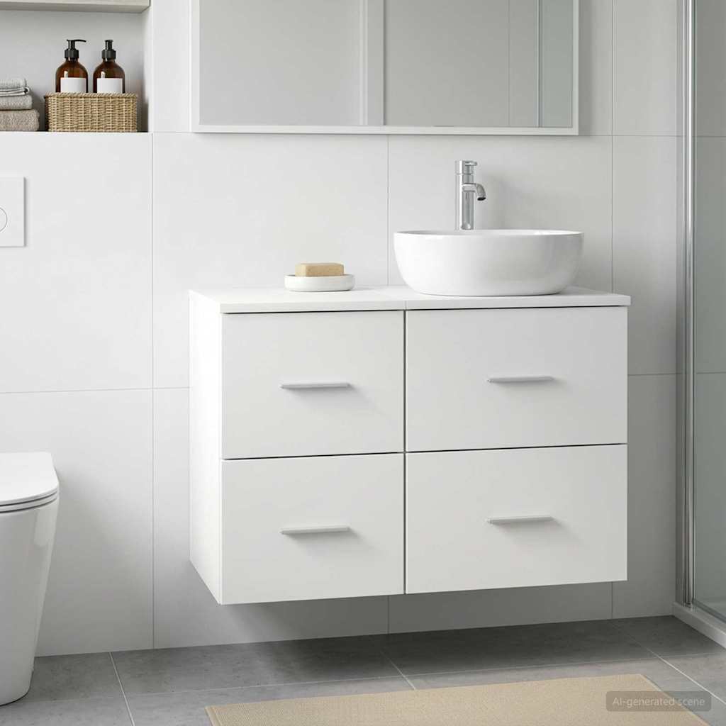 vidaXL Bathroom Cabinet Mid-level White 30 x 35 x 50 cm Engineered Wood