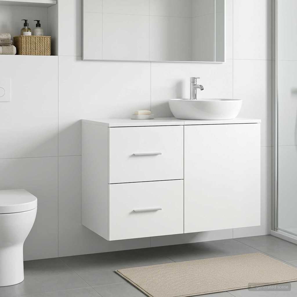 vidaXL Bathroom Cabinet Mid-level White 30 x 35 x 50 cm Engineered Wood