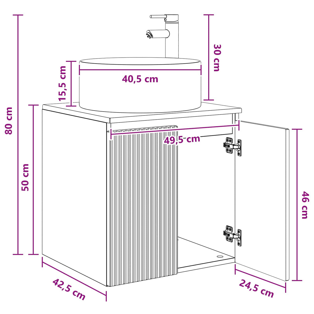 vidaXL Wandgemonteerde wastafelmeubel Wit 49,5 x 44,5 x 65,5 cm