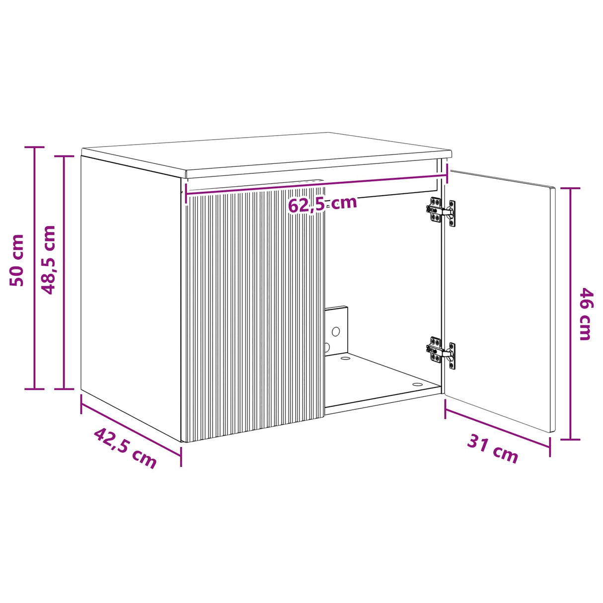 vidaXL Wandgemonteerde Badkamerkast Wit 62,5 x 44,5 x 50 cm
