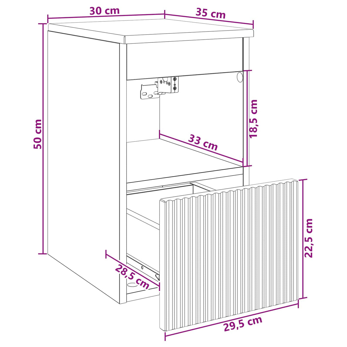 vidaXL Badkamerkast Wit 30 x 35 x 50 cm Bewerkt hout