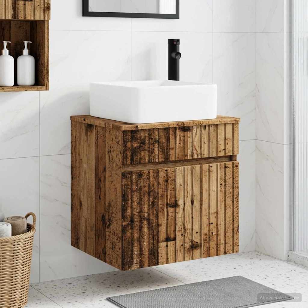 vidaXL Wandgemonteerde wastafelmeubel Wit 49 x 41 x 63 cm Bewerkt hout