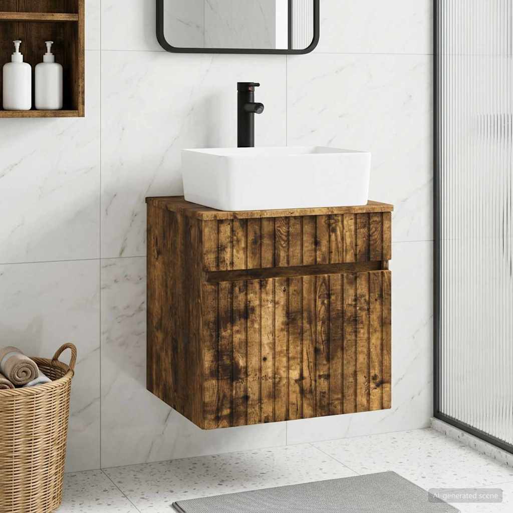 vidaXL Wandgemonteerde wastafelmeubel Wit 49 x 41 x 63 cm Bewerkt hout
