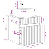 vidaXL Wall-Mounted Washbasin Cabinet White 49 x 44.5 x 65 cm