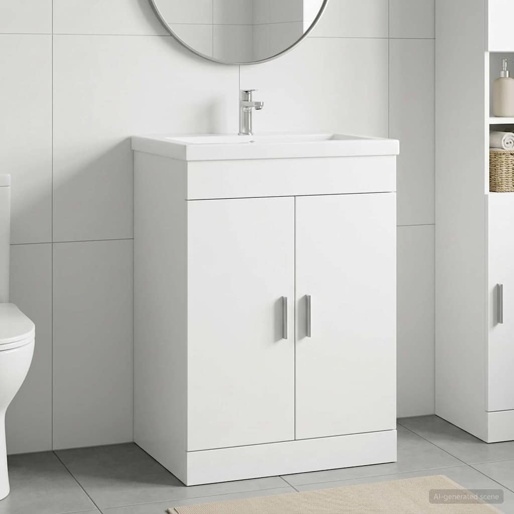 vidaXL Badkamer Onder Het Wastafel Kast Wit 56 x 37,5 x 81 cm