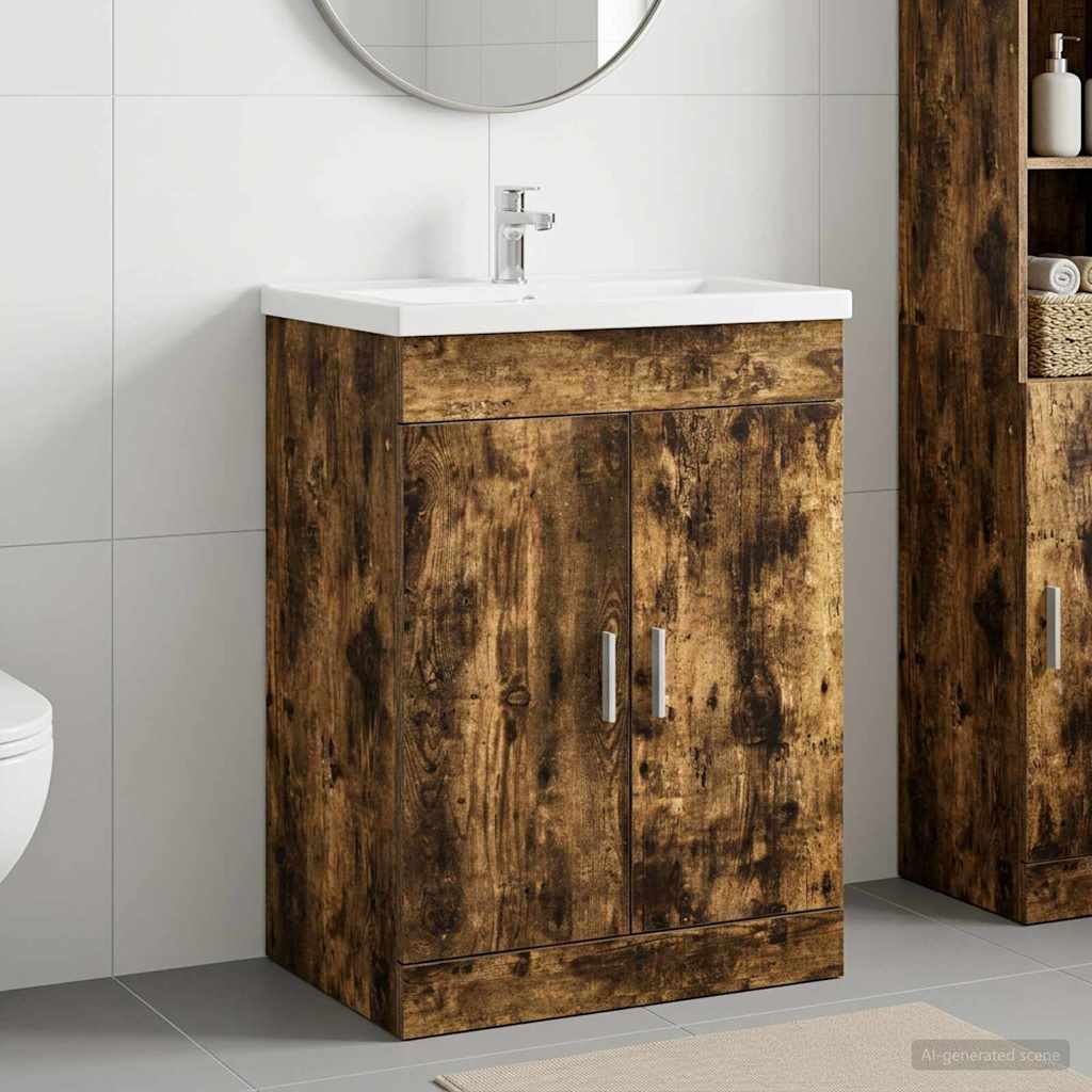 vidaXL Badkamer Onder Het Wastafel Kast Wit 56 x 37,5 x 81 cm
