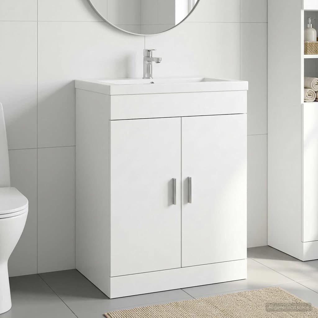 vidaXL Badkamer Onder Het Wastafel Kast Wit 56 x 37,5 x 81 cm