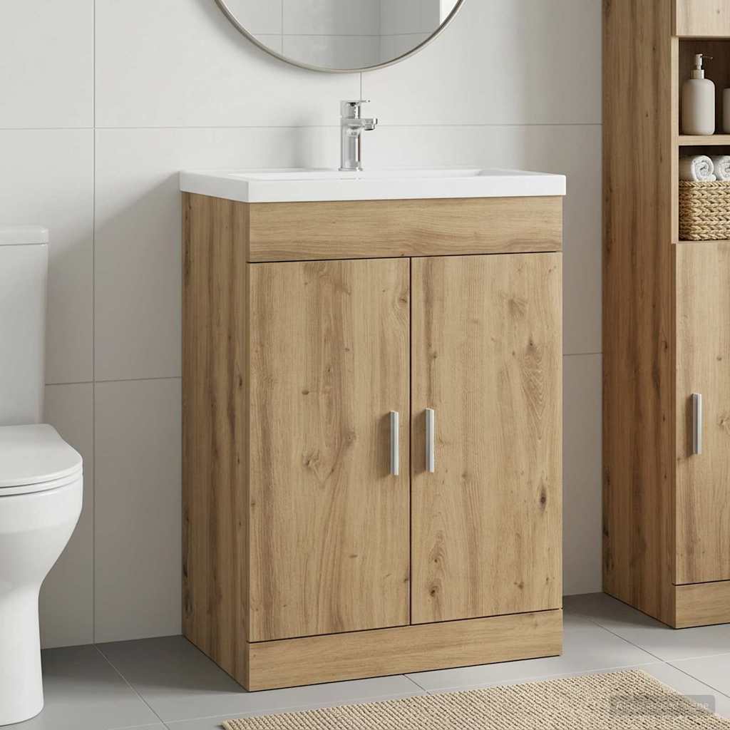 vidaXL Badkamer Onder Het Wastafel Kast Wit 56 x 37,5 x 81 cm