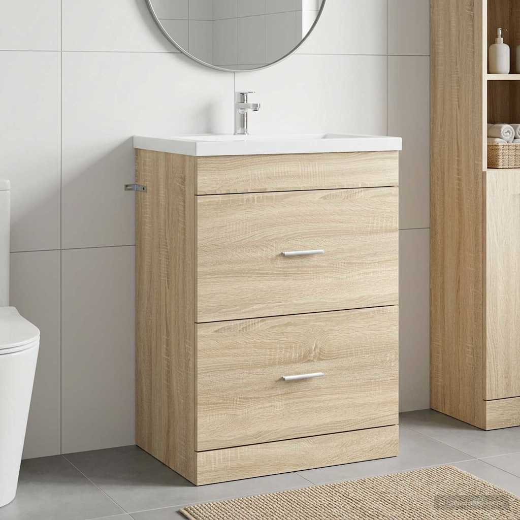 vidaXL Badkamer Onder Het Wastafel Kast Wit 56 x 37,5 x 81 cm