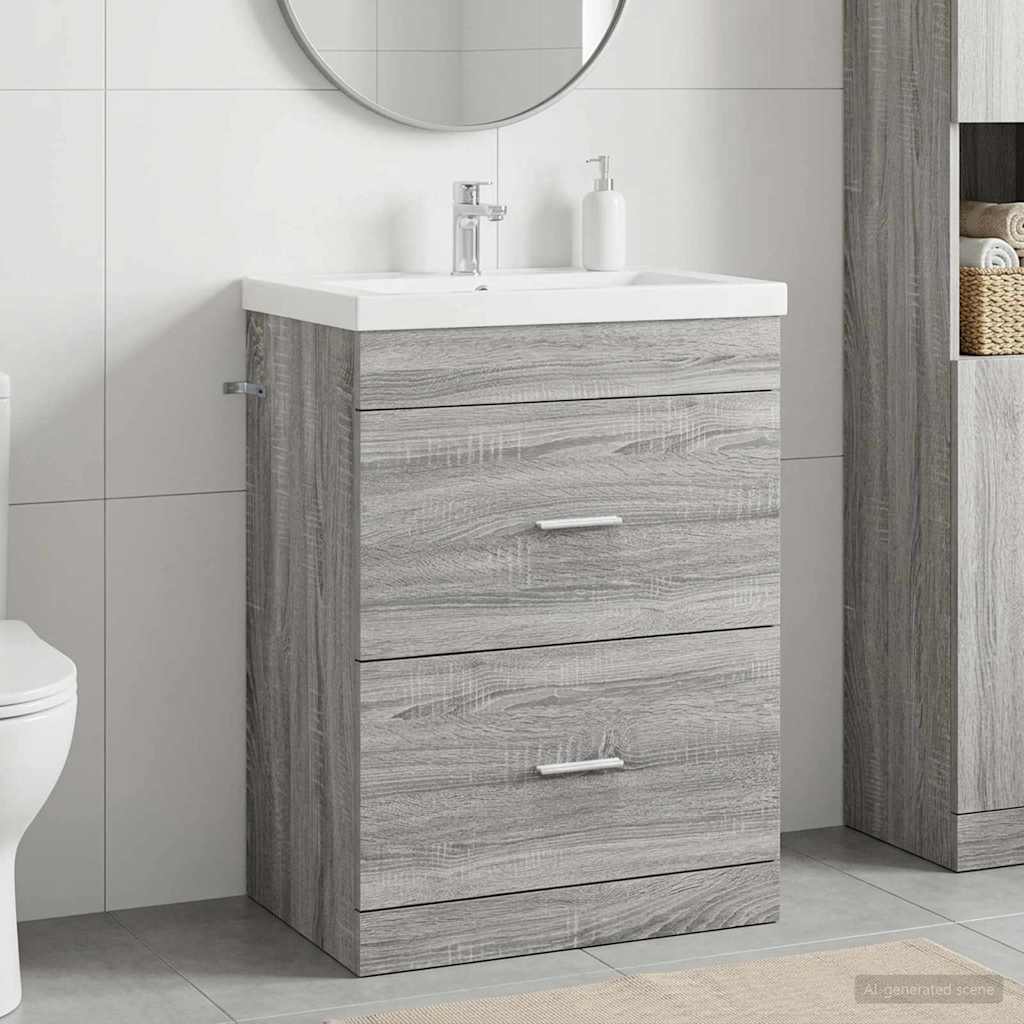 vidaXL Badkamer Onder Het Wastafel Kast Wit 56 x 37,5 x 81 cm
