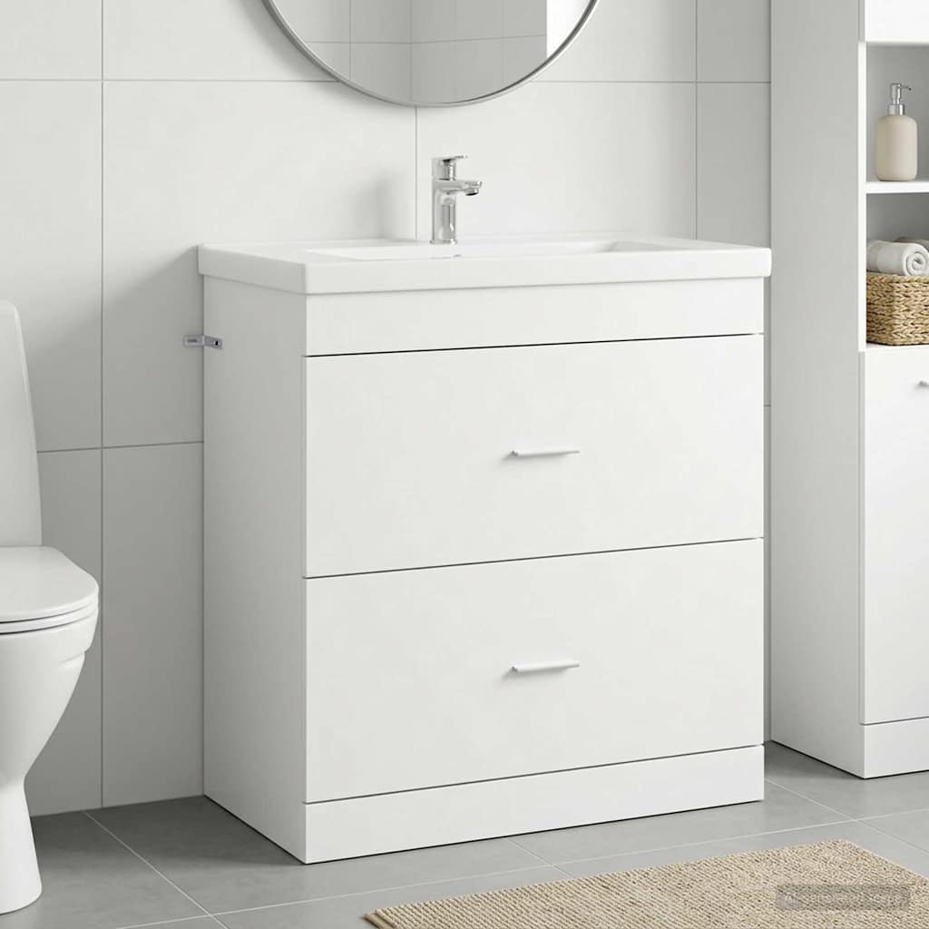 vidaXL Badkamer Onder Het Wastafel Kast Wit 56 x 37,5 x 81 cm