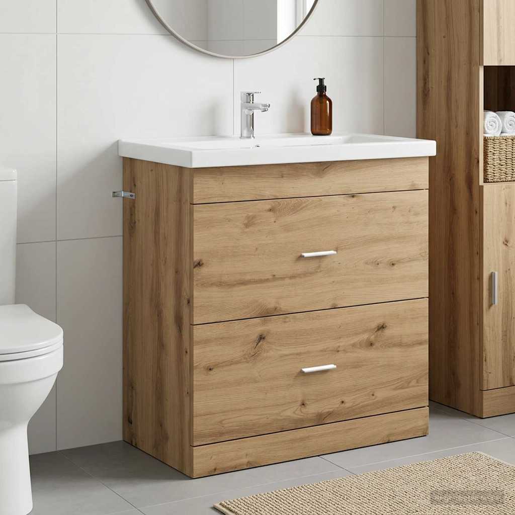 vidaXL Badkamer Onder Het Wastafel Kast Wit 56 x 37,5 x 81 cm